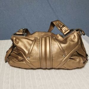 B. Makowsky gold leather shoulder bag